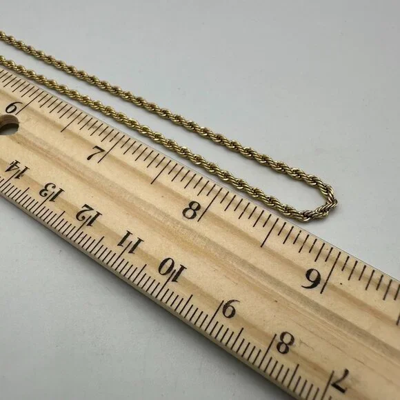 Gld Shop Rope Chain Necklace Men 18K Yellow Gold Plated Choker 2MM 16.5 Inch